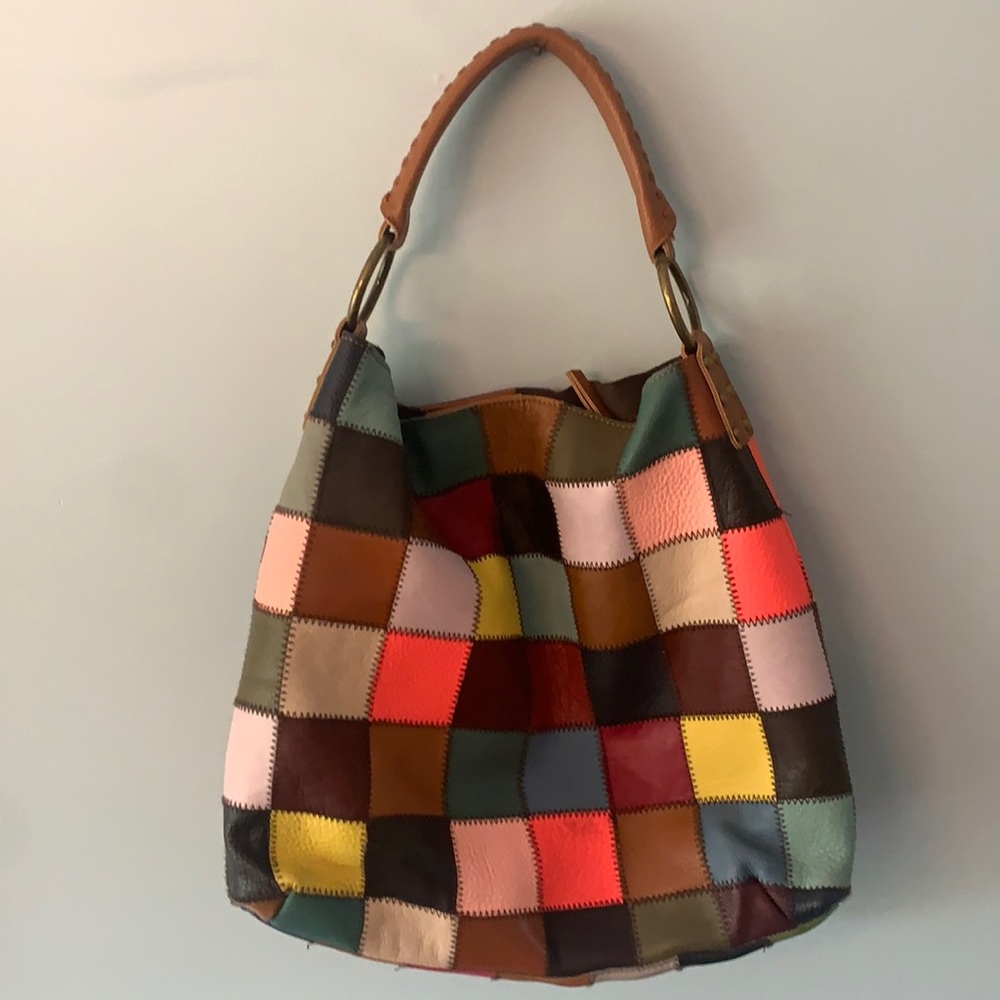 Patchwork leather shoulder bag